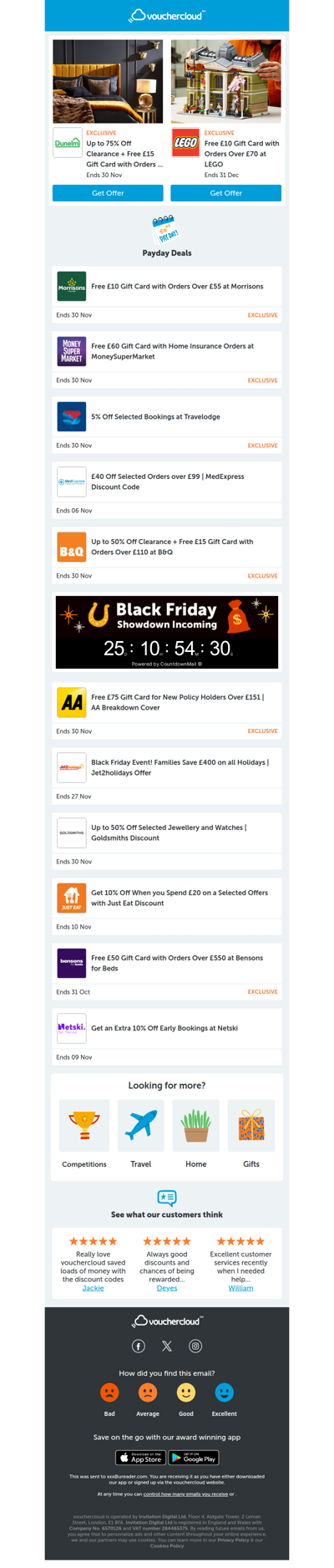 Payday treats! LEGO - £10 gift card • B&Q - £15 gift card • Jet2holidays - £400 off + more!