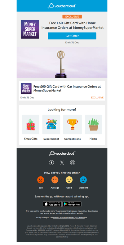 £60 gift card with home or car insurance at MoneySuperMarket
