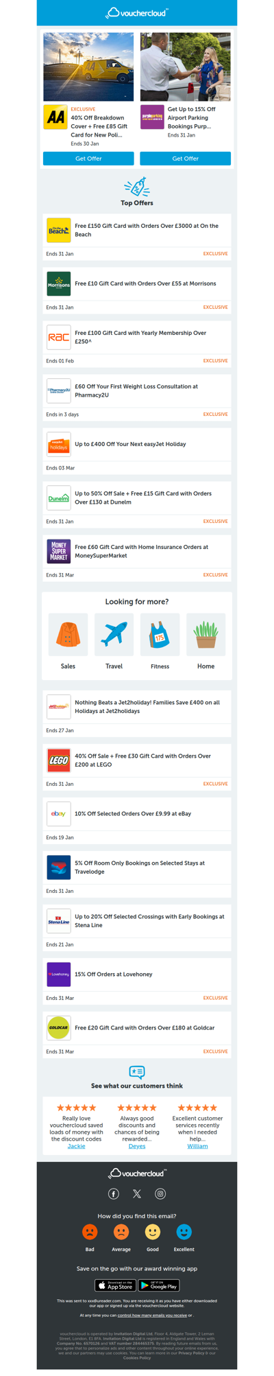 AA Breakdown - 40% off • Purple Parking - 15% off • Jet2Holidays - £400 off + more!