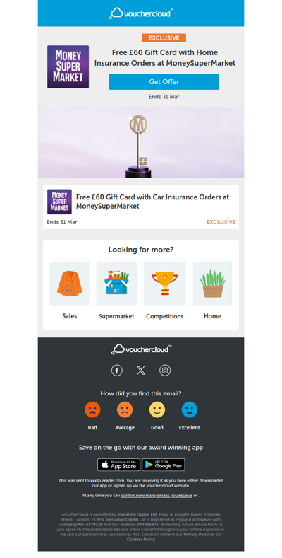 £60 Amazon gift card with home or car insurance at MoneySuperMarket