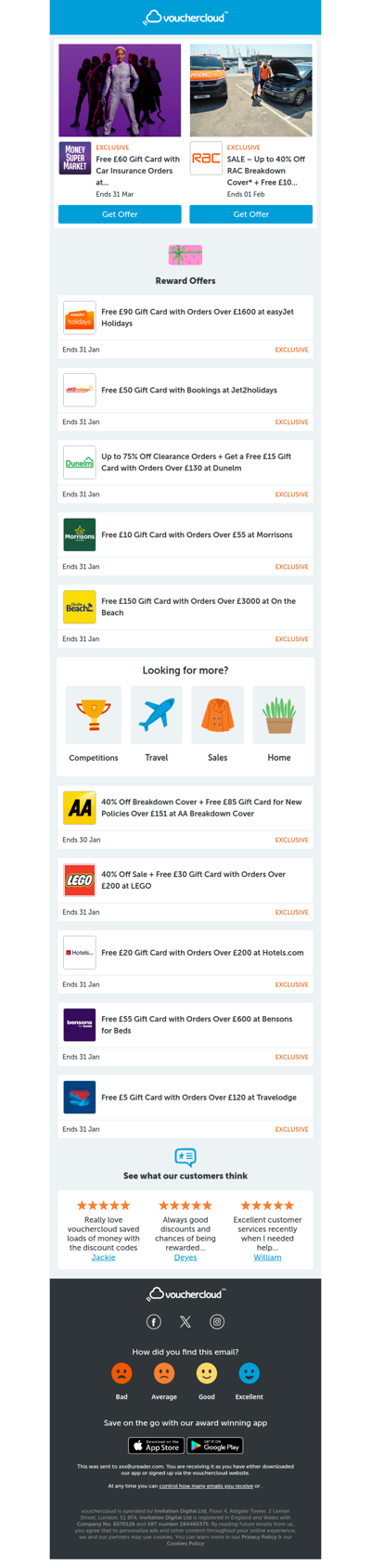 Get gift cards with your shop! 🎁 MoneySuperMarket - £60 gift card • Jet2Holidays - £50 gift card • Morrisons - £10 gift card + more!