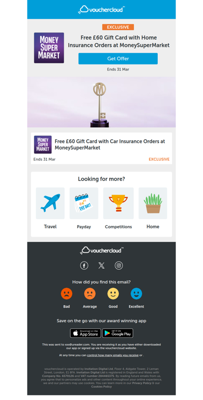 £60 Amazon gift card with home or car insurance at MoneySuperMarket
