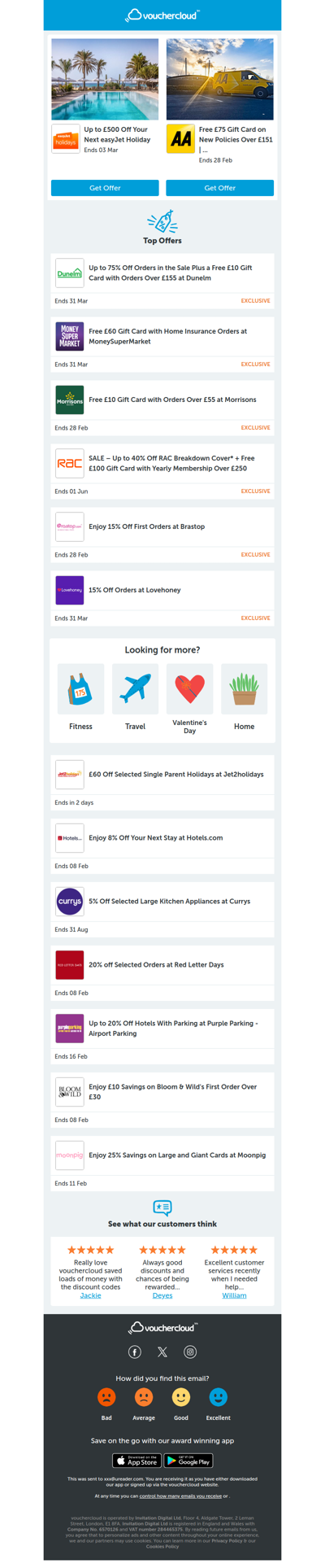 easyJet Holidays - £500 off • MoneySuperMarket - £60 gift card • Bloom & Wild - £10 off + more!