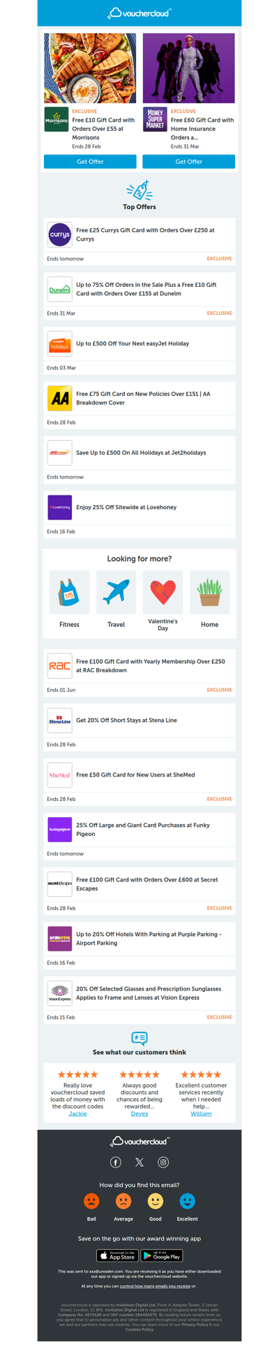 Morrisons - £10 gift card  • Dunelm - up to 75% off • Lovehoney - 25% off + more!