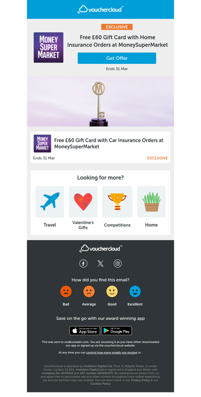 £60 Amazon gift card with home or car insurance at MoneySuperMarket