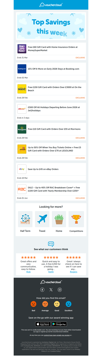 RAC Breakdown - 40% off • Jet2holidays - £500 off • Morrisons - £10 gift card + more!