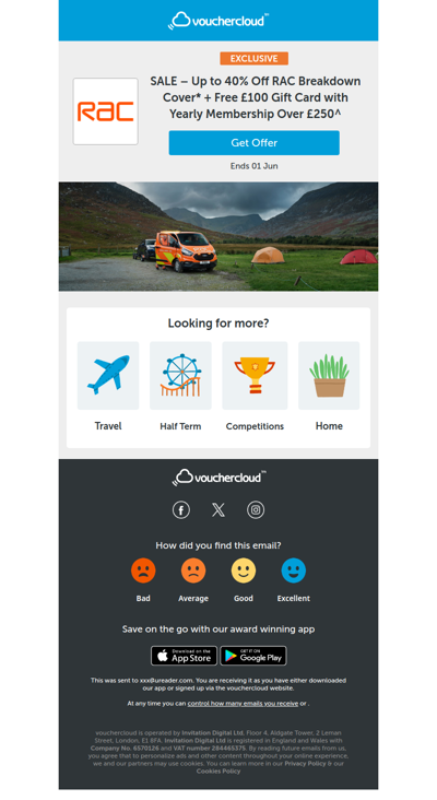 40% off + £100 Amazon gift card with with RAC Breakdown Cover