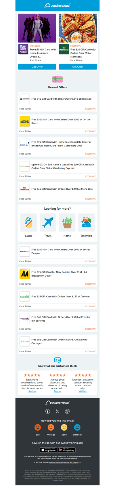 Shop our top rewards 🥇 Morrisons - £10 gift card • Radisson - £40 gift card • Gardening Express - £10 gift card + more!