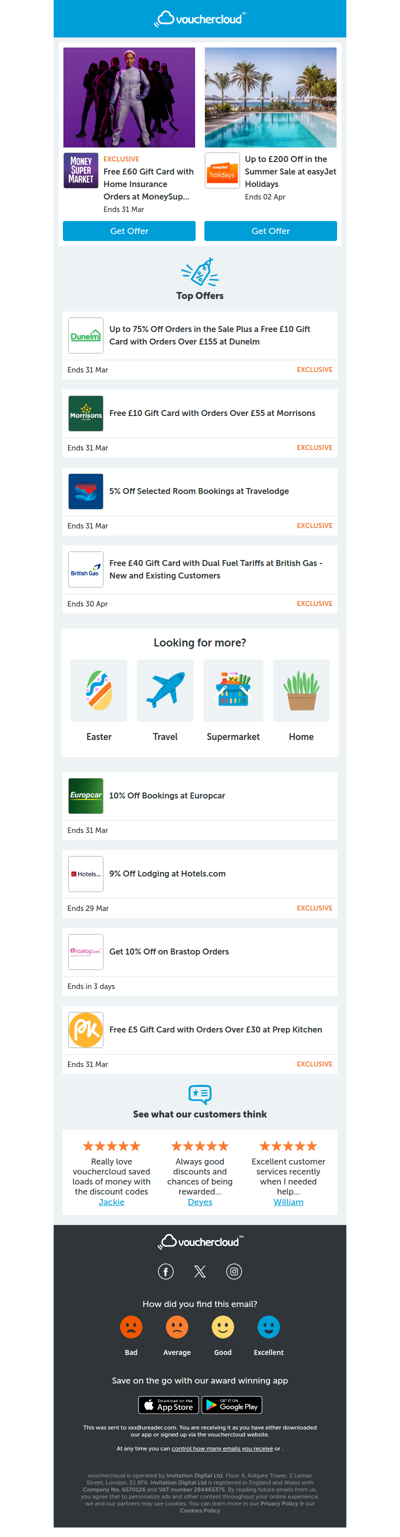 easyJet Holidays - £200 off • Morrisons - £10 gift card • MoneySuperMarket - £60 gift card + more!