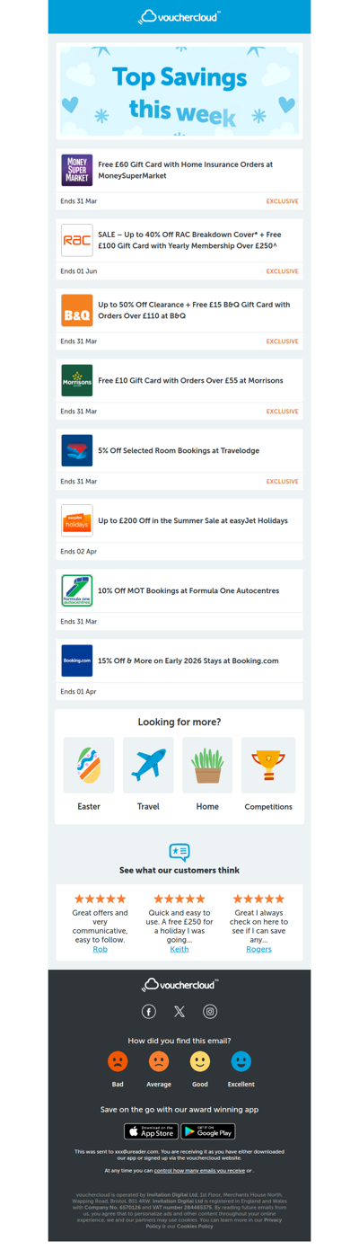 easyJet Holidays - £200 off • Morrisons - £10 gift card • RAC Breakdown - 40% off + more!