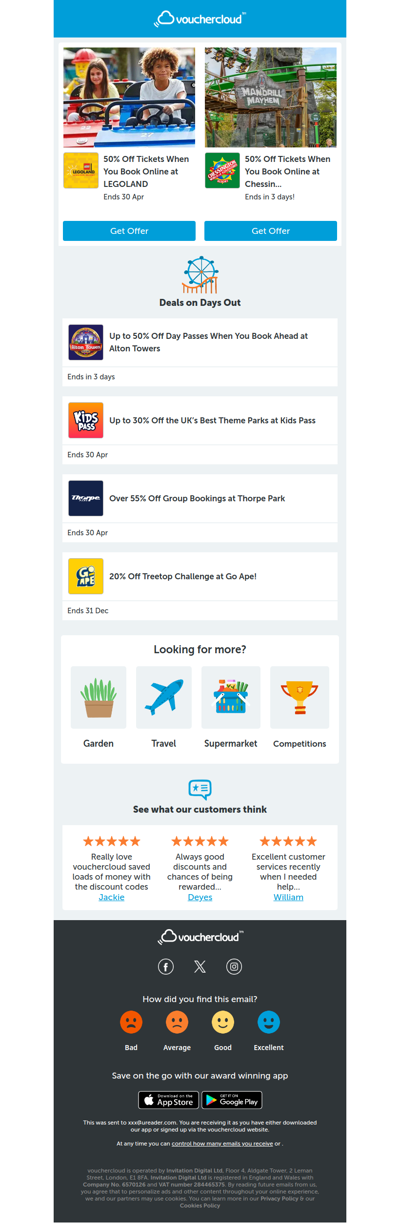 LEGOLAND - 50% off • Alton Towers - 50% off • Kids Pass - 30% off + more!