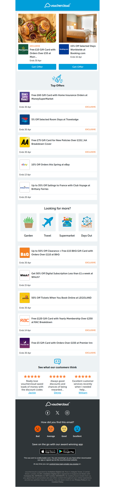 Travelodge - 5% off • eBay - 10% off • B&Q - £15 gift card + more!