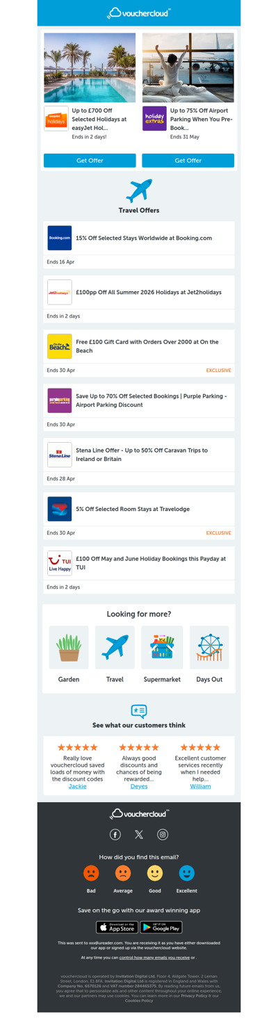 easyJet Holidays - £700 off • Holiday Extras - 75% off • Booking.com - 15% off + more!