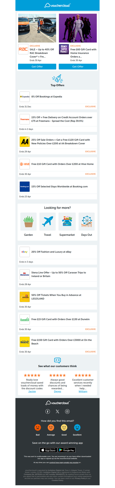 RAC Breakdown - 40% off • Freemans - 15% off • Hive Home - £10 gift card + more!