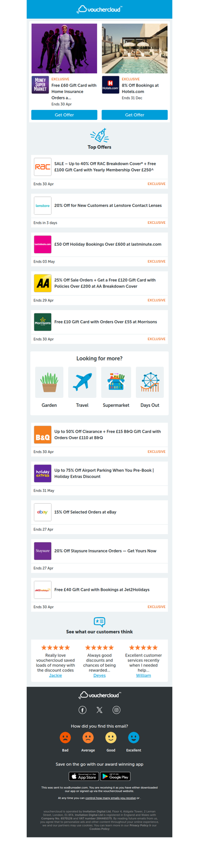 MoneySuperMarket - £60 gift card • RAC Breakdown - 40% off • eBay - 15% off + more!