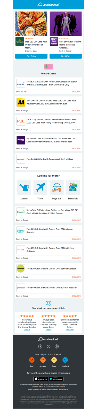 Get rewards when you shop! Morrisons - £10 gift card • AA Breakdown - £120 gift card • British Gas Homecare - £75 gift card + more!