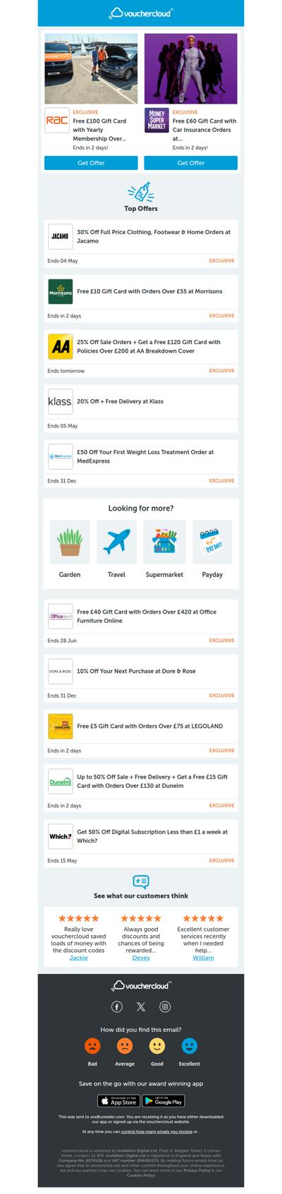 AA Breakdown - 25% off • Jacamo - 30% off • Dunelm - 50% off + more!