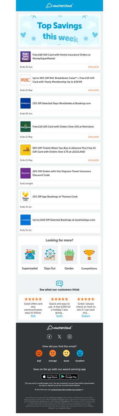 MoneySuperMarket - £60 gift card • loveholidays.com - up to £150 off • RAC Breakdown - 40% off + more!