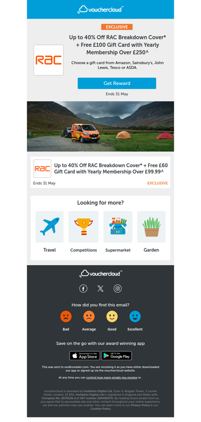 40% off RAC Breakdown Cover + a £100 Amazon gift card