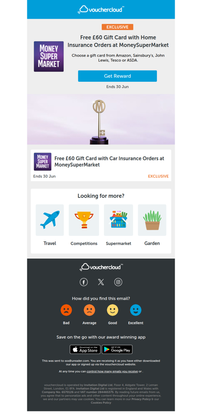 £60 Amazon gift card with insurance at MoneySuperMarket