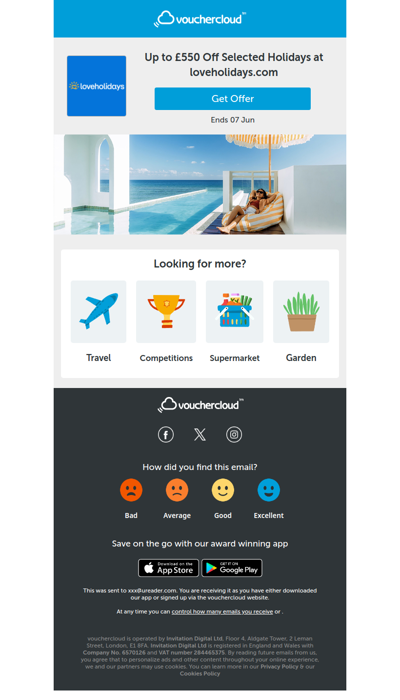 Up to £550 off getaways at loveholidays.com