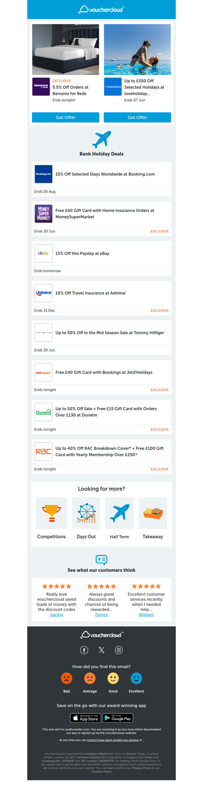 Payday deals 💸 Bensons for Beds - 5.5% off • eBay - 15% off • Dunelm - 50% off + more!