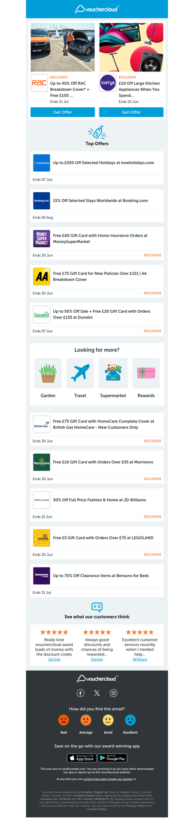 RAC Breakdown - 40% off • Loveholidays  - £550 off • Morrisons - £10 gift card + more!