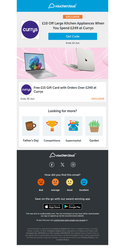 £10 off kitchen appliances at Currys