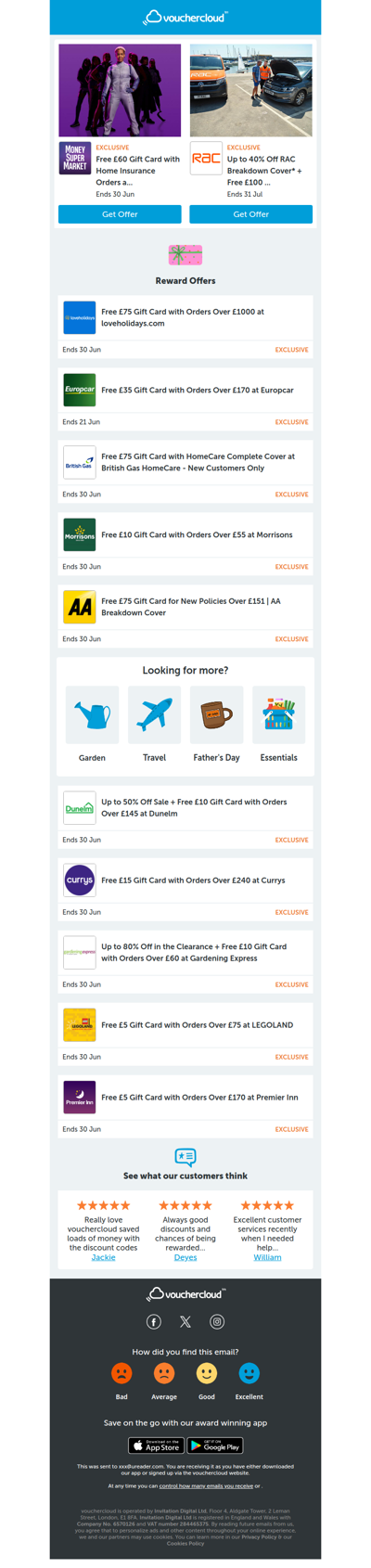 Shop with our rewards! 🎁 MoneySuperMarket - £60 gift card • Morrisons - £10 gift card • Loveholidays.com - £75 gift card + more!