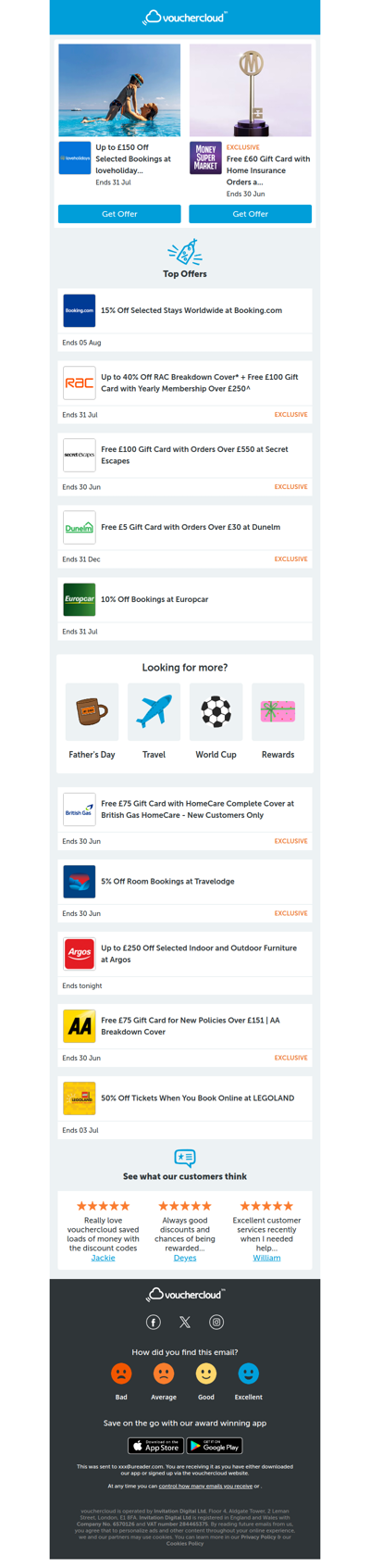 Booking.com - 15% off • RAC Breakdown - £100 gift card • Europcar - 10% off + more!