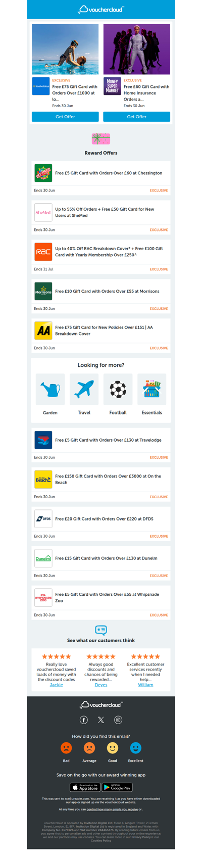 Top rewards! MoneySuperMarket - £60 gift card • Morrisons - £10 gift card • Dunelm - £15 gift card + more!
