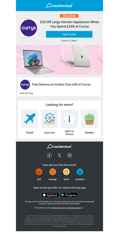 £10 off kitchen appliances at Currys
