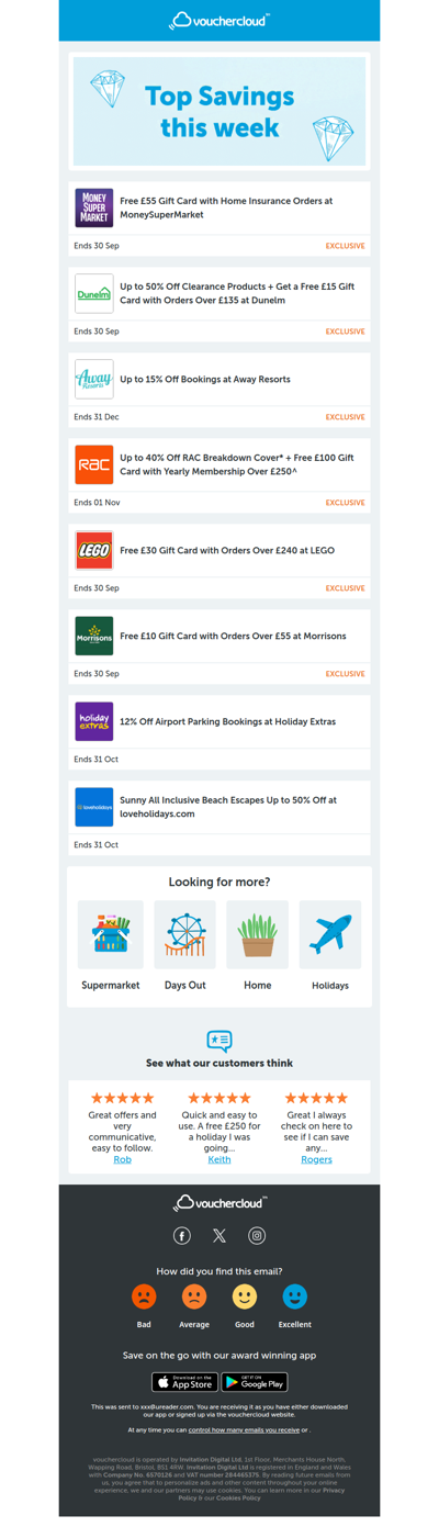 Friday deals 🙌 Dunelm - £15 gift card • RAC Breakdown - 40% off • Morrisons - £10 gift card + more!