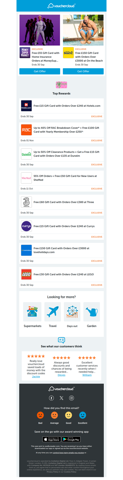 Dunelm - £15 gift card • Morrisons - £10 gift card • loveholidays.com - £150 gift card + more!