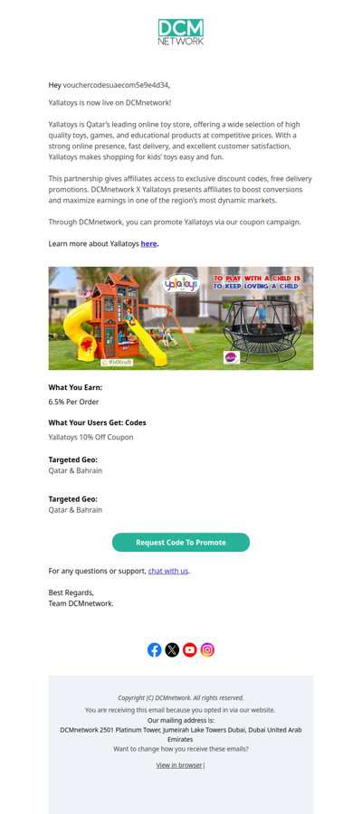 Yallatoys is live and is giving 10% off to your audience