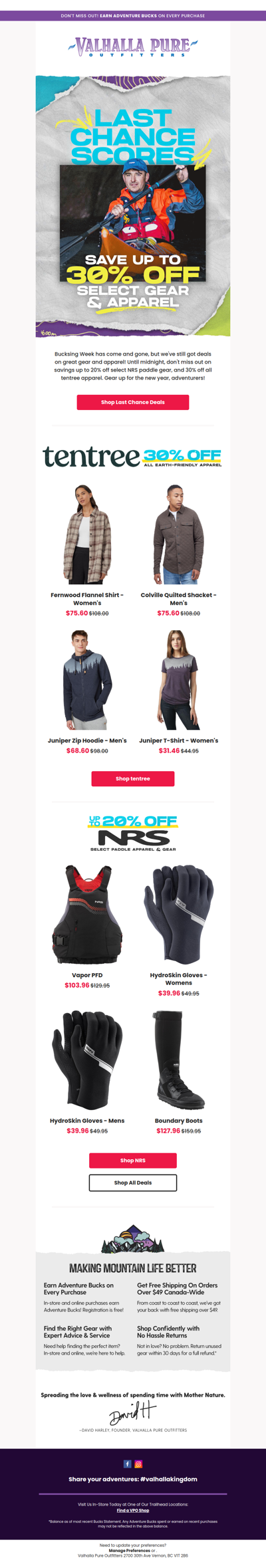 Last Chance To Save on NRS & tentree!