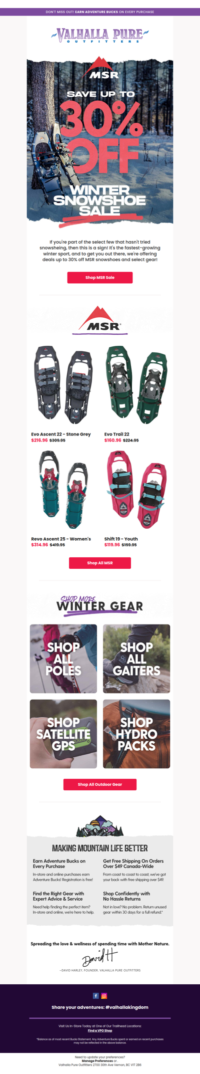 Save up to 30% Off MSR Snowshoes ❄️