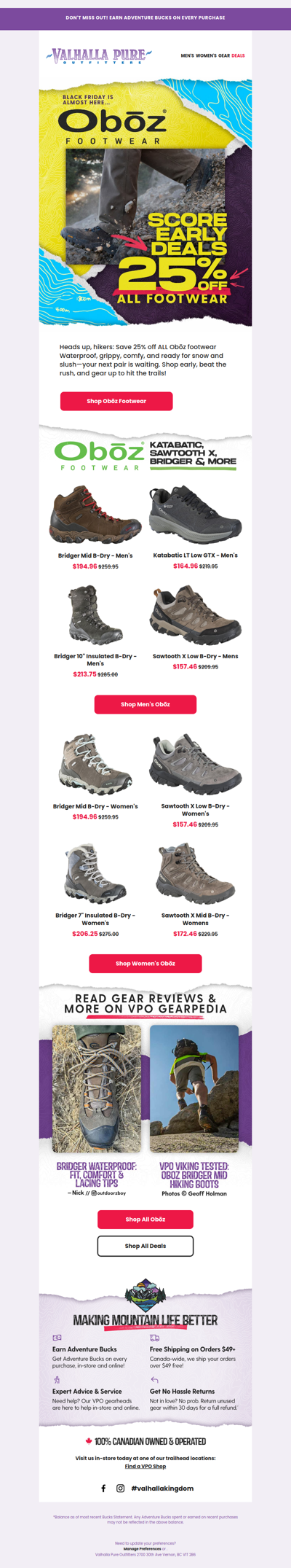 Save 25% Off All Oboz Footwear 🥾