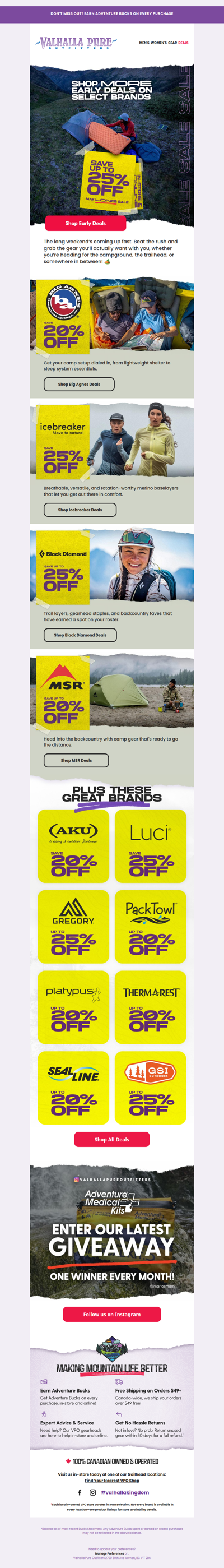 Save up to 25% off more early May Long brands 🏕️