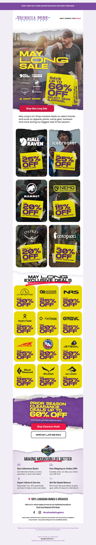Save up to 60% off for May Long 🌤️