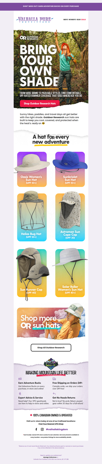 Bring your own shade with Outdoor Research hats ☀️