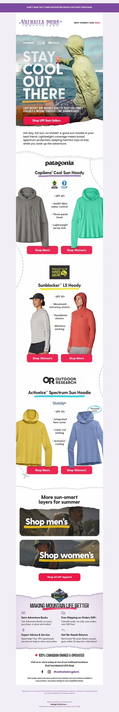 UPF protection from Patagonia, Mountain Hardwear, and Outdoor Research ☀️