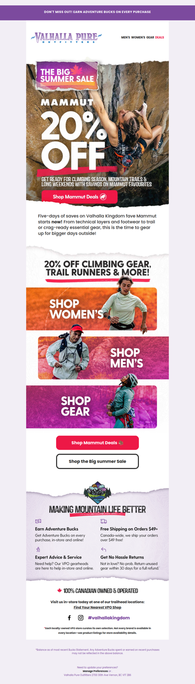 Summer deals 🦣 20% off Mammut gear & apparel