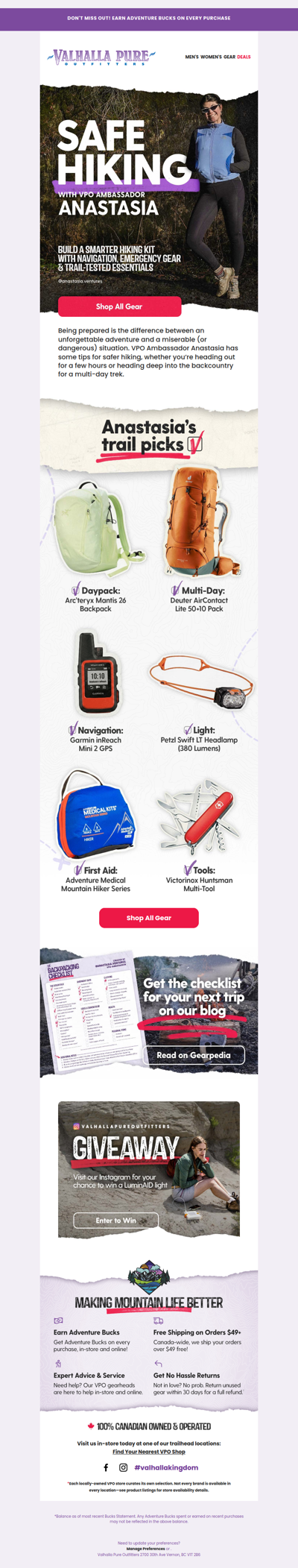 Practice safe hiking with VPO Ambassador Anastasia
