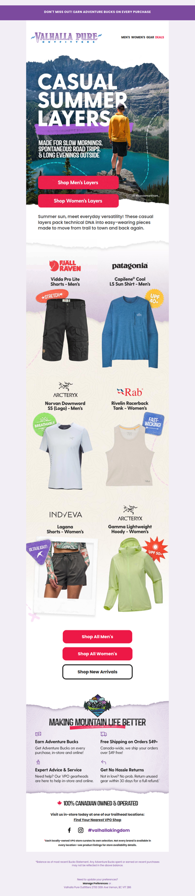 Casual layers, technical DNA
