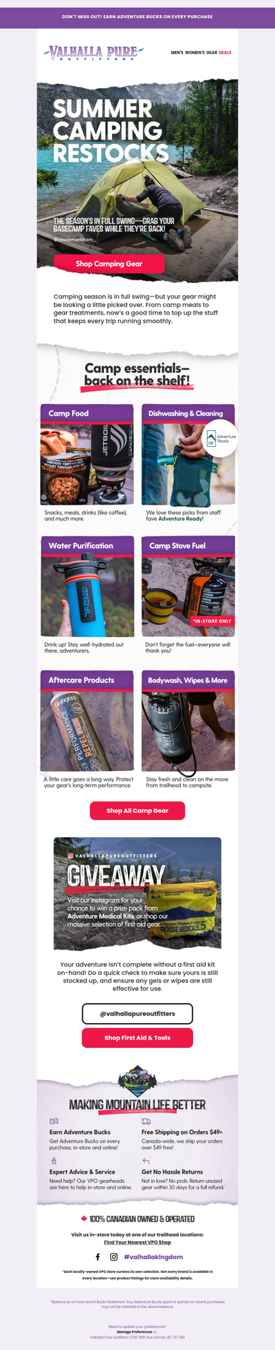 Restock your camp essentials