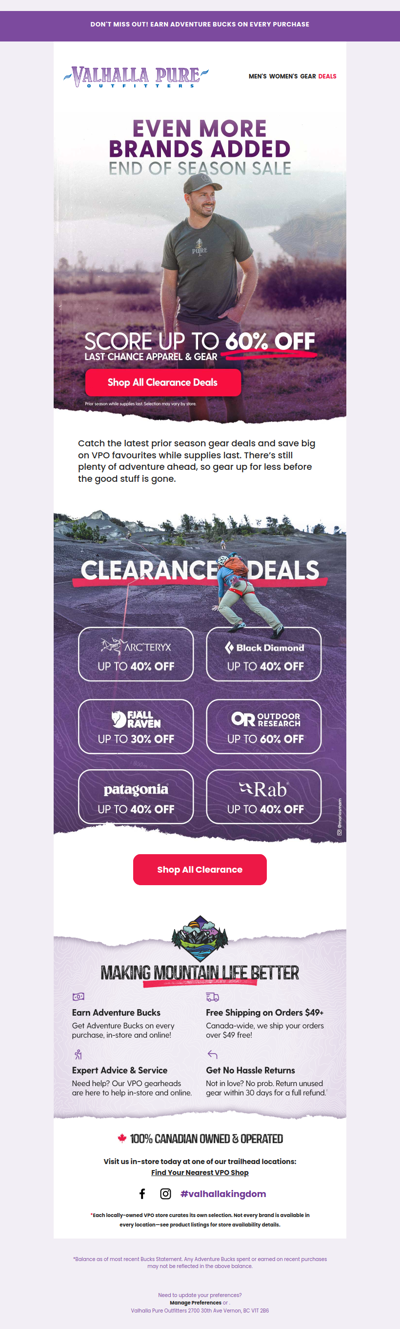 New End of Season deals on top brands