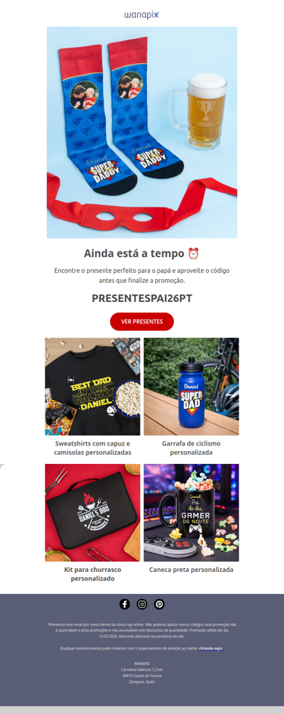 O desconto para o Dia do Pai está prestes a terminar ⏰