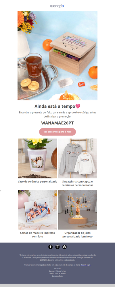 O desconto especial para o Dia da Mãe está prestes a acabar ⏰