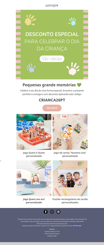 Desconto especial para celebrar o Dia da Criança 🧩
